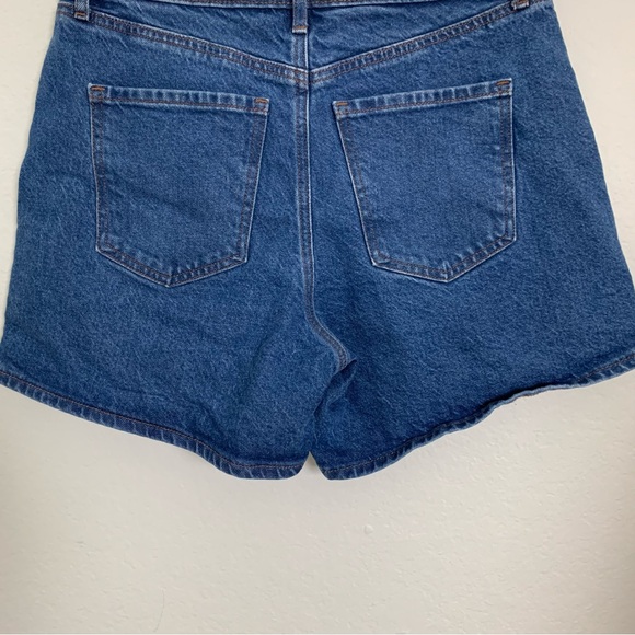 Express Dad Short High Rise Stretch Size 8 Dark Blue Wash 5 Pocket Denim - Picture 9 of 10